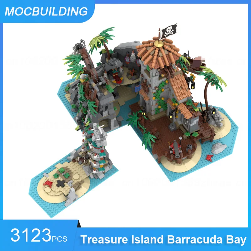 MOC Bausteine Schatzinsel - Barracuda Bay Modell DIY Montieren Steine Pädagogisches Schloss Display Weihnachten Spielzeug Geschenke 3123PCS