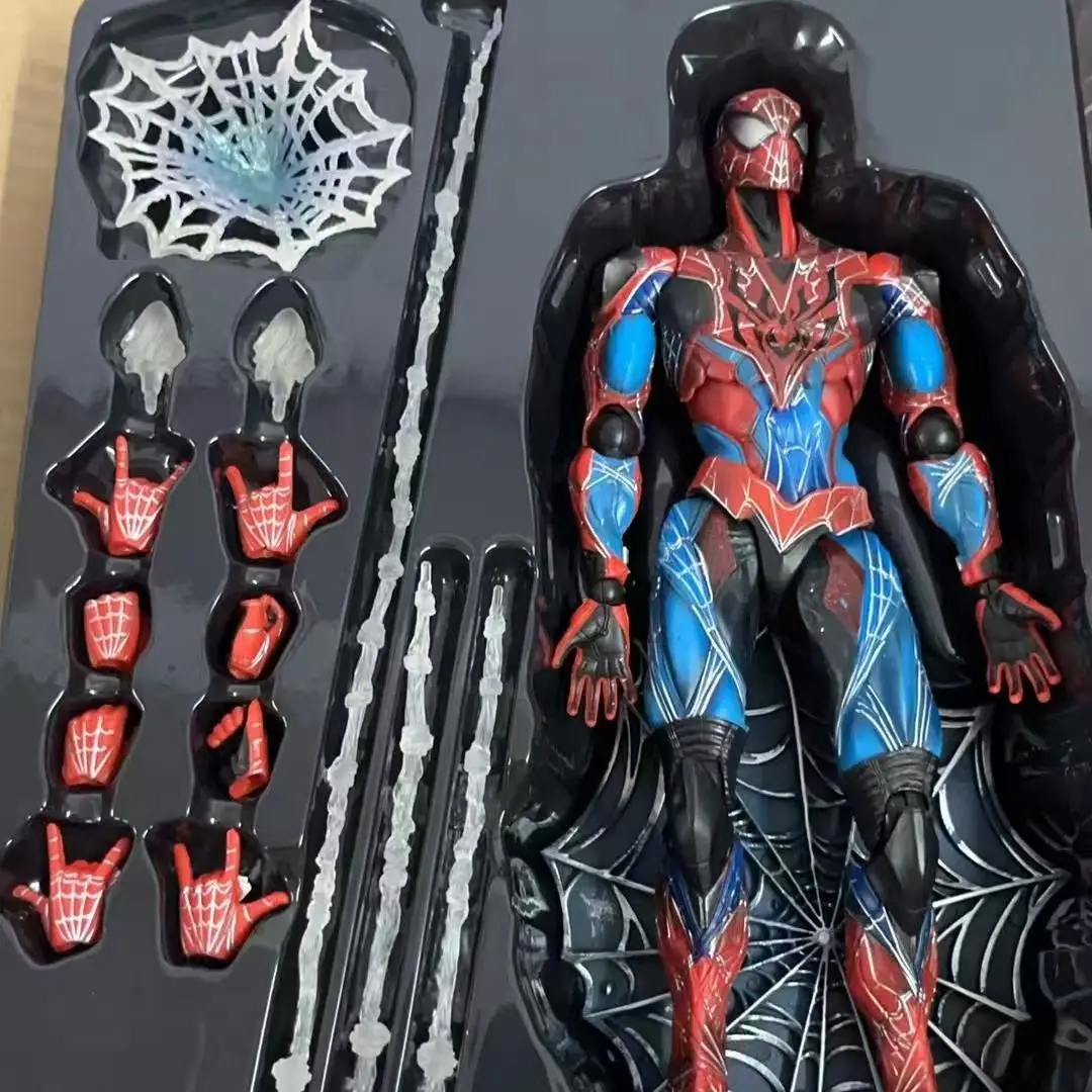 Ko Play Arts Figure The Amazing Spider Man Action Figure Black Spiderman Figure Model Doll Collect Desk Decor Toy Birthday Gifts