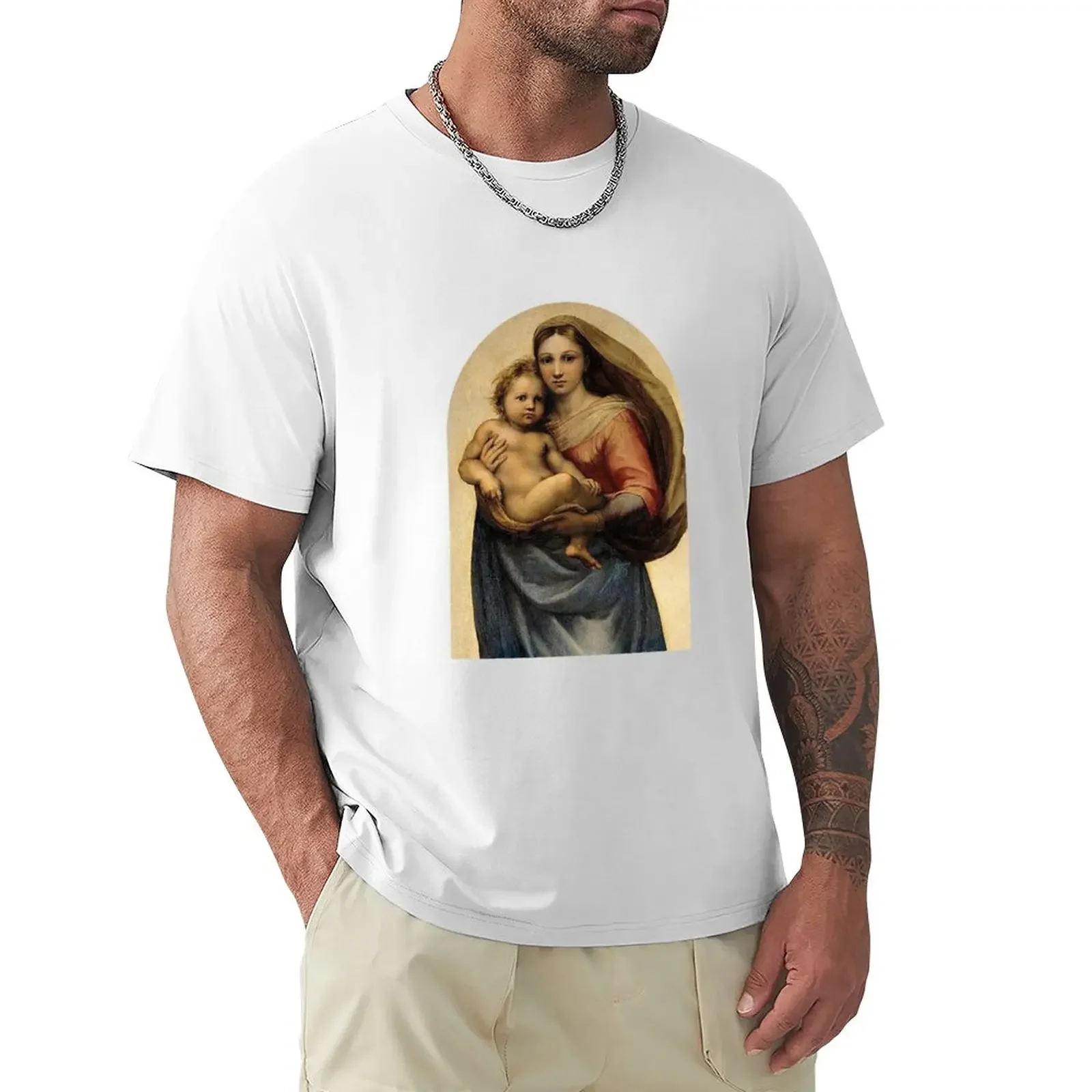 Sistine Madonna Virgin Mary by Raphael T-Shirt sweat anime clothes oversizeds tshirts for men funnys sweat men clothing