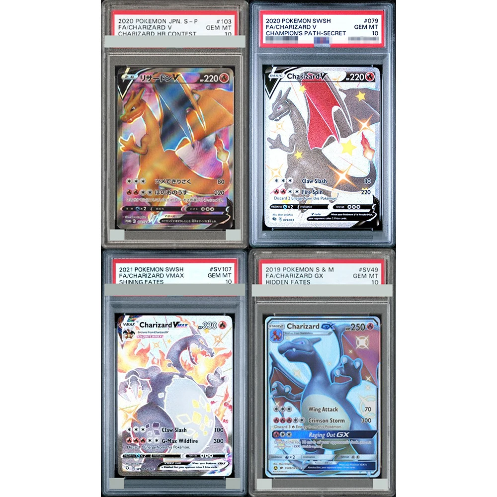 Swsh Fa Charizard Vmax 074/073 Champion's Path Secret 2020 Fai da te Proxy Ptcg Carta da collezione classificata Gemma Mt10 Etichetta olografica regalo