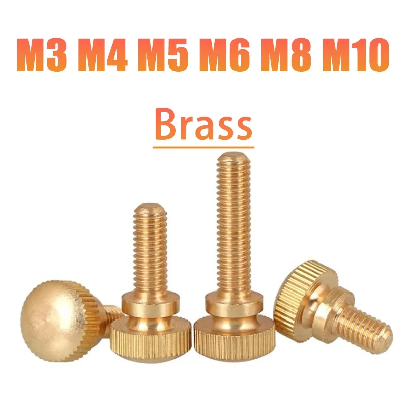 Pure Copper Knurled High Head Hand Screw Double Layer Computer Case Bolt M3 M4 M5 M6 M8 M10 Brass Step Fastener