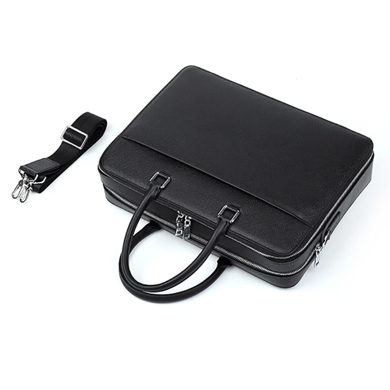 Split Leather Briefcase for Man Luxury Cowhide Vintage Executive Laptop Document Handbag Tote Shoulder Business Portable Bag