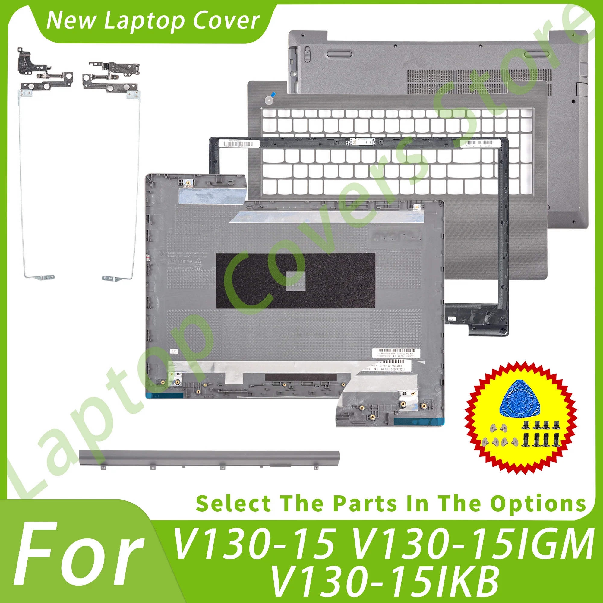 

Новинка, задняя крышка для ЖК-дисплея V130-15 V130-15IKB/рамка/Упор для рук/задние петли/шарниры для замены серого цвета