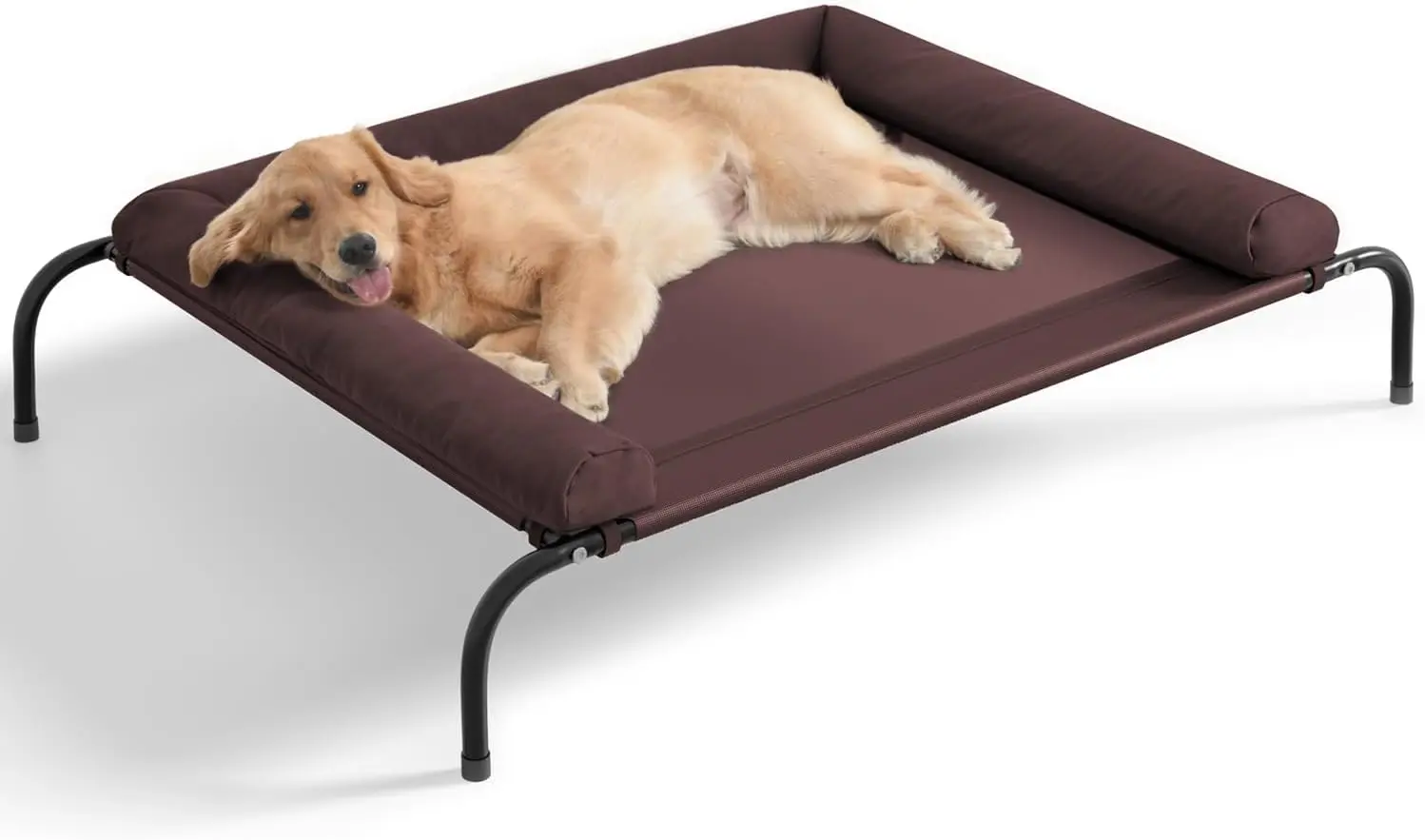 

Elevated Dog Bed for Large Dogs, Outdoor Raised Cot with Breathable Mesh, Portable Pet Bed with Removable Waterproof Bolster