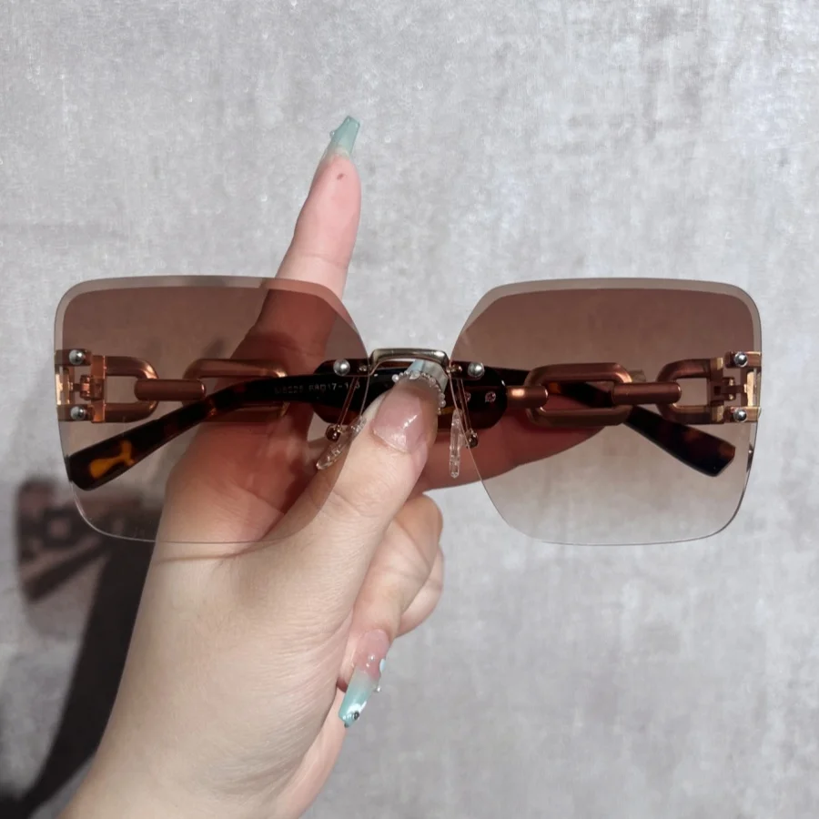 1Pc Women's Fashion Glasses New Style Frameless Square Metal Hinge Design Trendy and Stylish Holiday Gift Daily Party Gathering