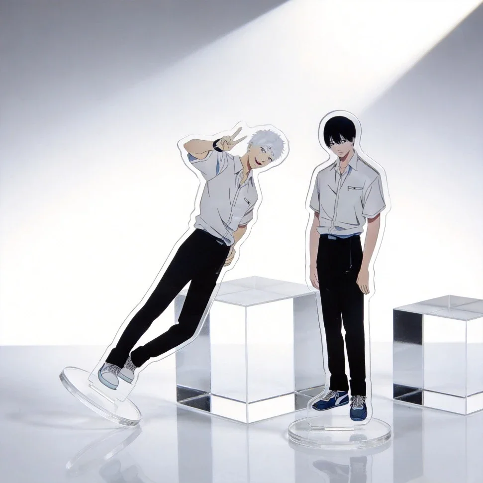 School Uniform Acrylic Stand Set - Dynamic Leaning Gesture & Calm Standing Posture Student Figure Anime Merch Desk Decoration