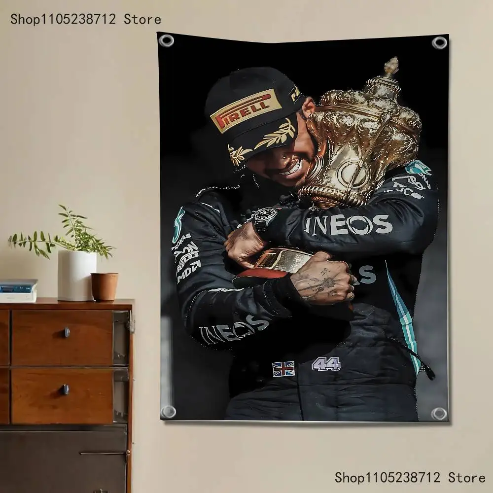 Racing 44 L-Lewis H-Hamilton Flag Tapestry Banner For Bedroom Outdoor Living Room Restaurant Bar Wall Decor Party view 5