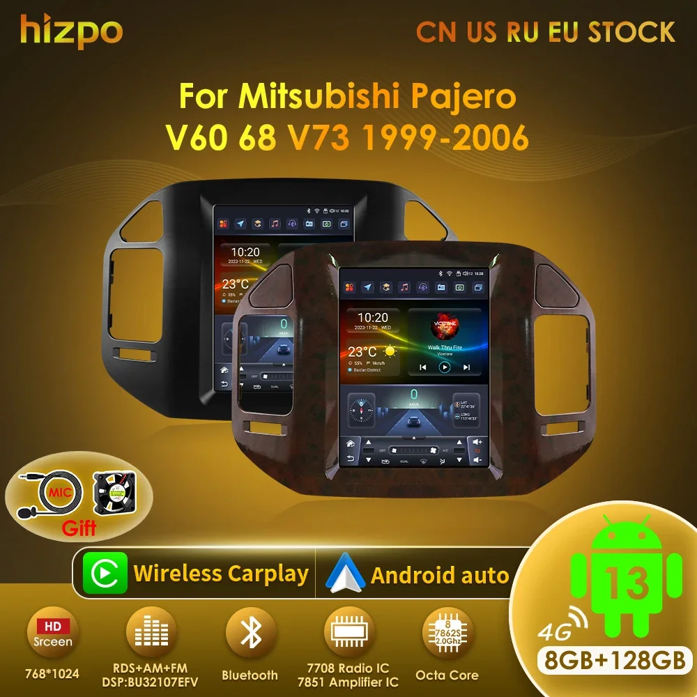 

Hizpo 9.7" For Mitsubishi Pajero V60 V68 V73 1999-2006 Tesla Screen Car Android Multimedia Radio Stereo Carplay GPS Navigation