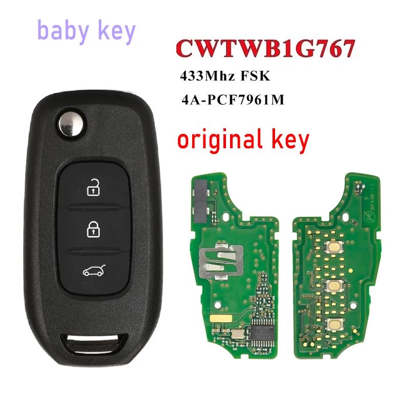 

Car Remote Control Key For Renault Megane III Dacia Duster Kadjar Captur Symbol FCC:CWTWB1G767 4A 434 FSK Original