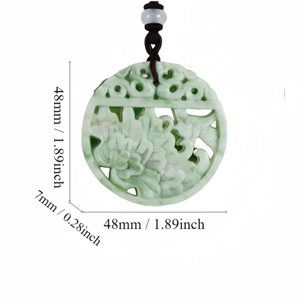 Natural Real Jade Flowers Birds Pendant Necklace Fashion Green Jewelry Luxury Accessories Chinese Carved Charm Talismans Gifts