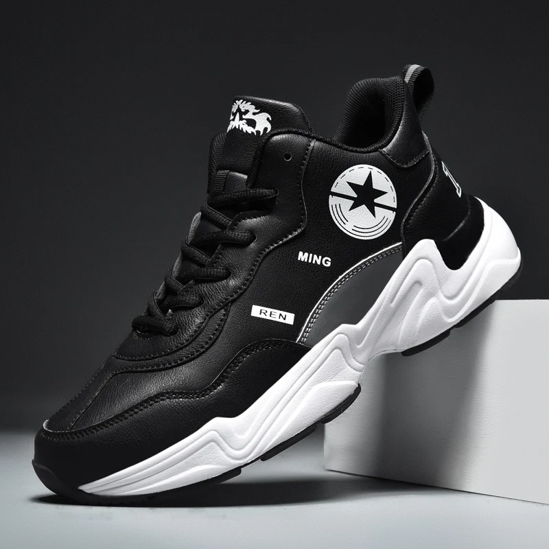 

Sports and leisure shoes, men's shoes, marathon oversized air cushioned shoes, fly woven all season rubber, wear-resistant, anti