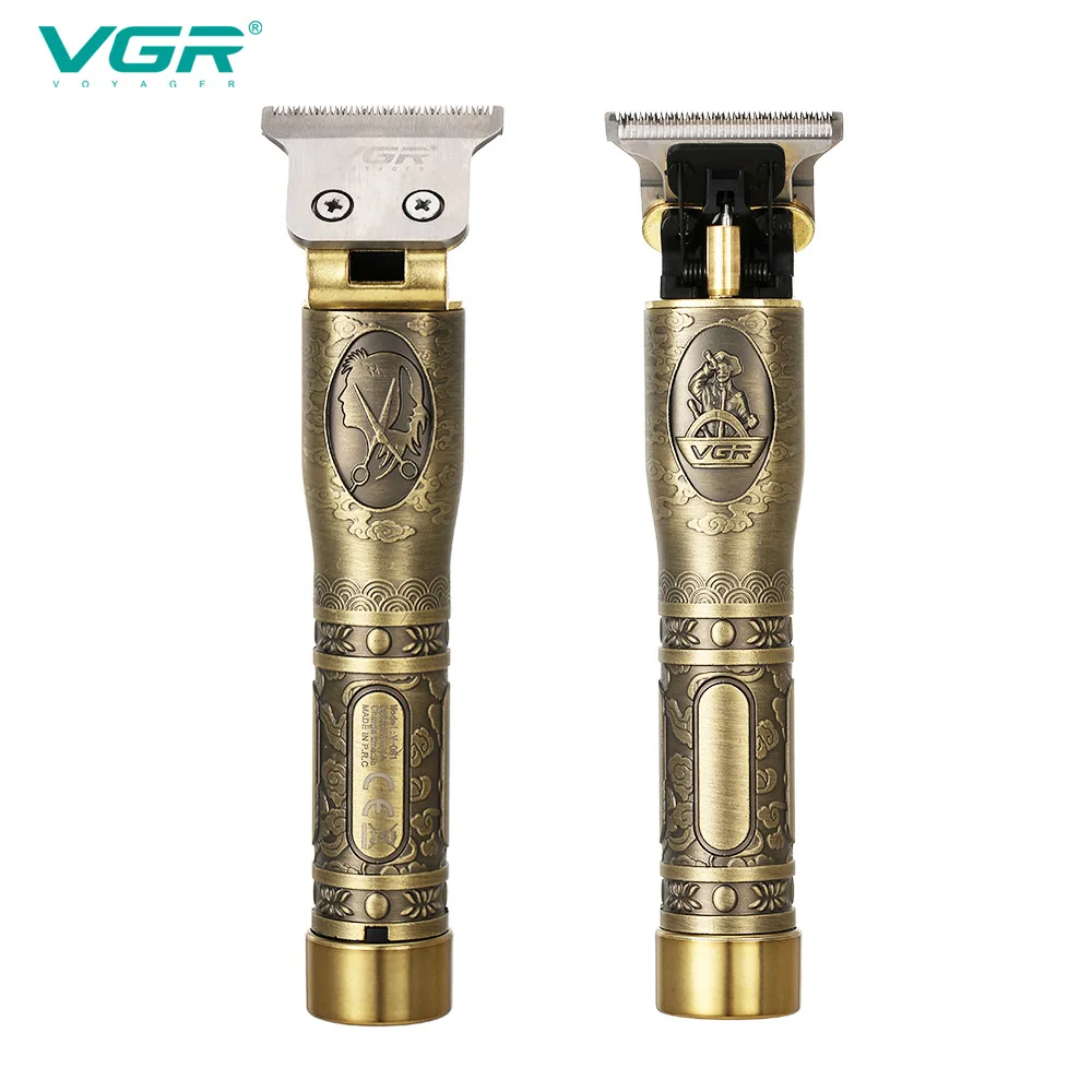 VGR1 مقص الشعر المعدني المهنية قابلة للشحن العناية الشخصية خمر النقش مقص T9 المتقلب USB تخفيض الحلاق V-081