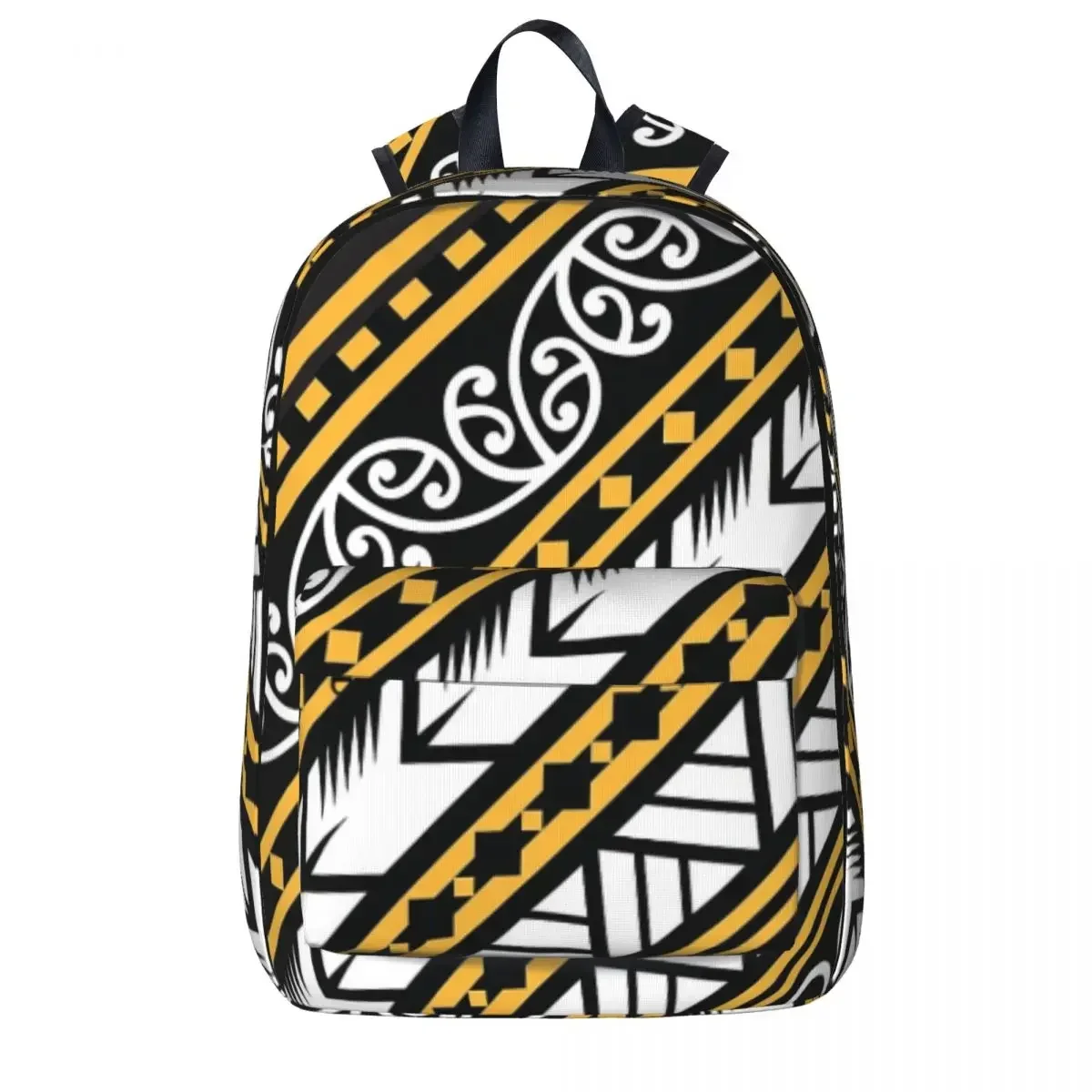 Traditionally Yellow And Black Maori Design From New Zealand Backpack Book bag Shoulder Bag Laptop Travel Rucksack School Bag