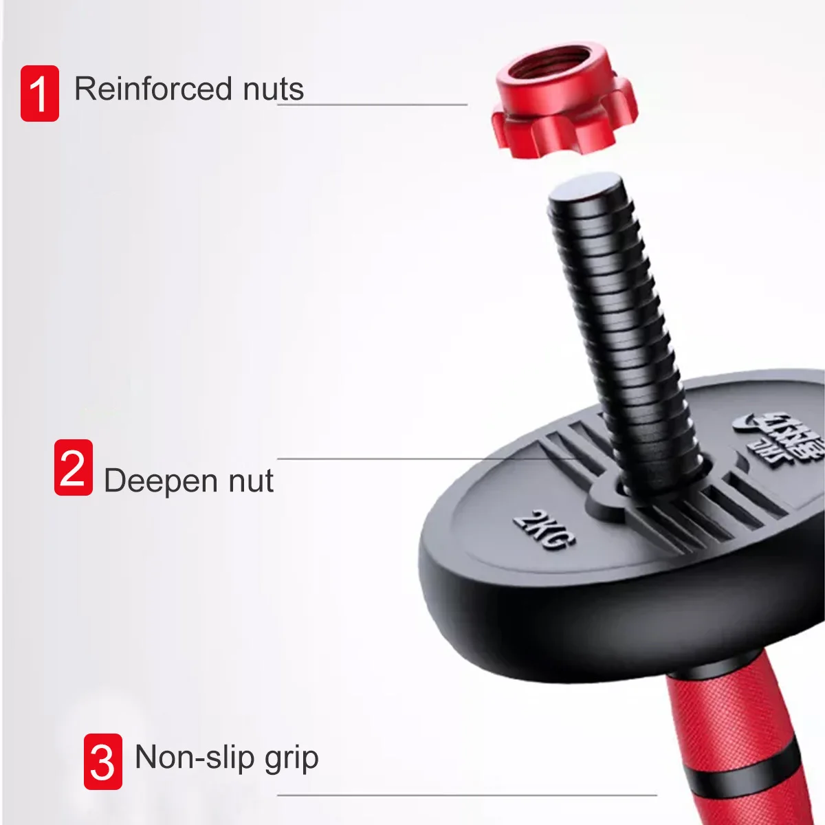 

2 шт., 50 см, набор шатунов для красной гантели с 8 гайками для домашнего спортзала, силовых тренировок, сменное оборудование для штанги