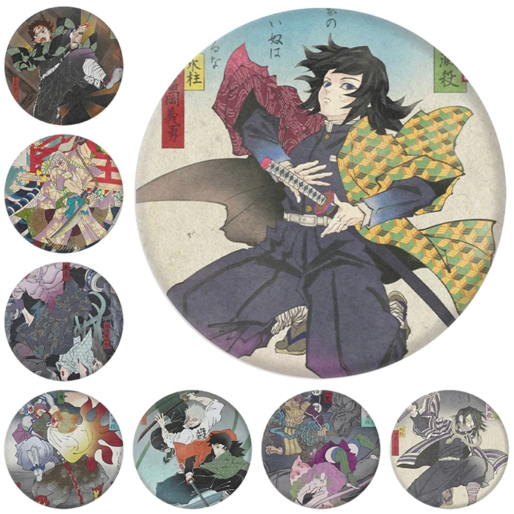 

58 мм аниме Demon Slayer Kimetsu no Yaiba Ukiyo-e Kamado Tanjirou Agatsuma Zenitsu косплей значок на булавке SPTE жестяная брошь