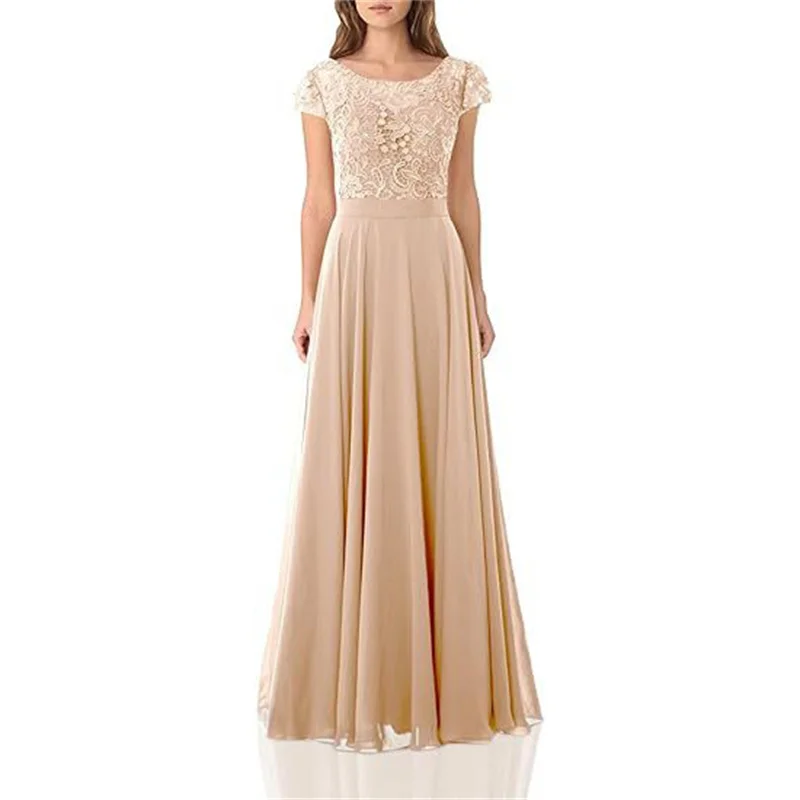 Uma linha de chiffon renda cristais manga curta elegante fora do ombro vestidos de dama de honra festa de casamento noite formal baile de formatura rendas até volta