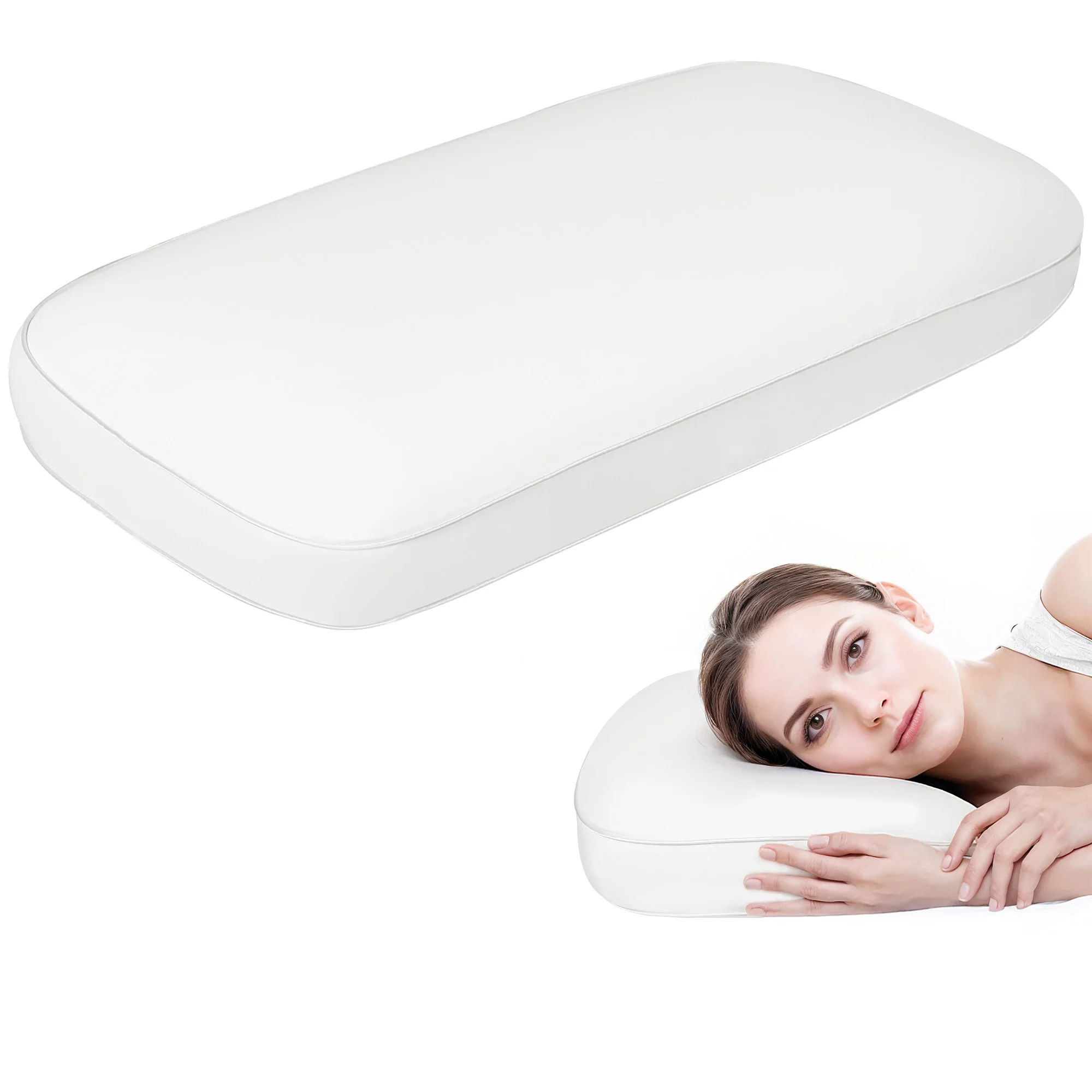 HOMCOM Almohada Viscoelástica 81x40 cm de Espuma Viscoelástica con Diseño Ergonómico para Dormir de Lado y Boca Arriba Crema