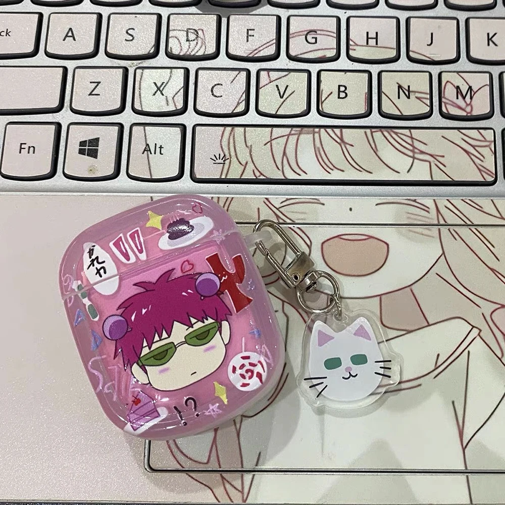 Étui AirPods Pro 1/2/3, dessin animé Saiki Kusuo Apple, sans fil, Bluetooth, coque souple