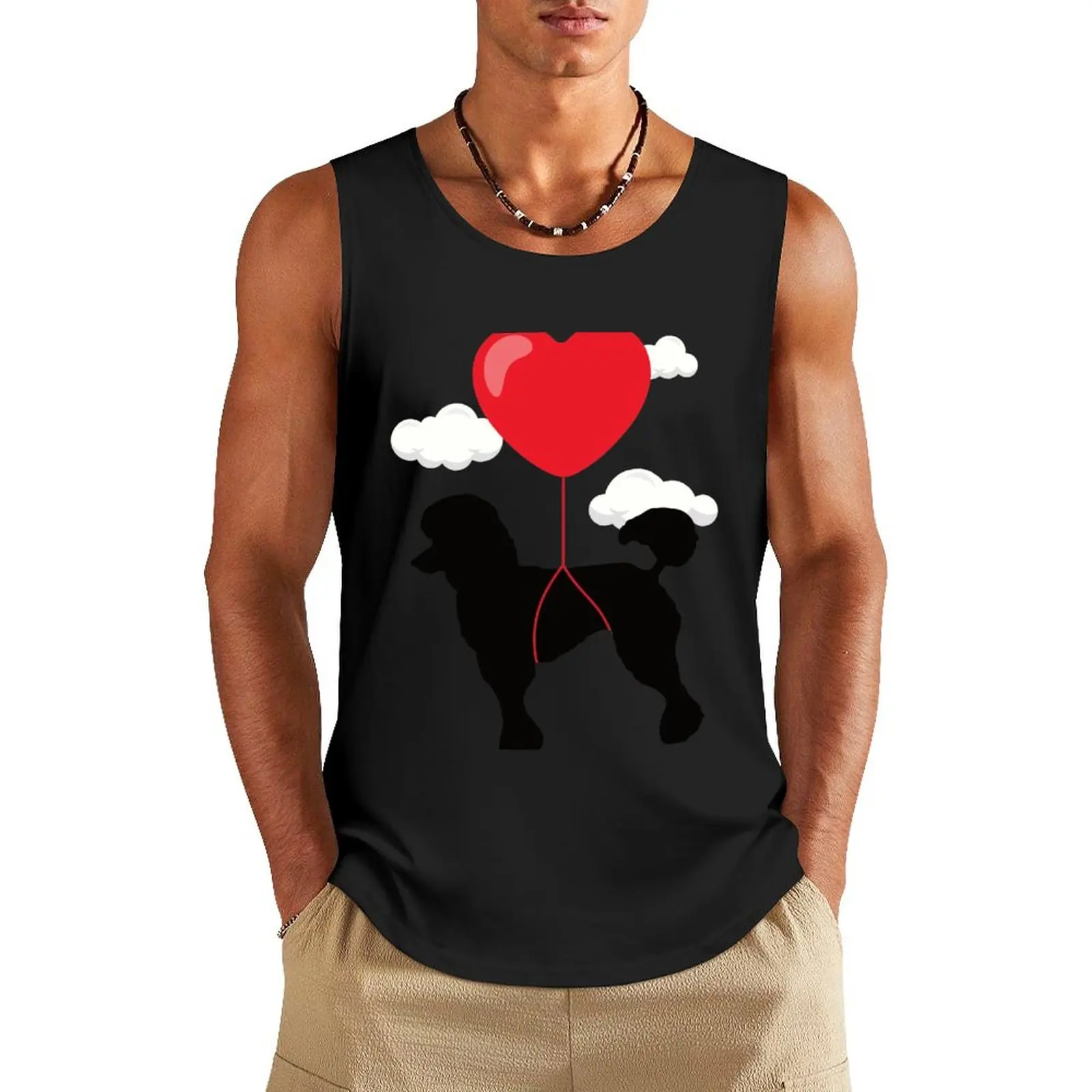 

Poodle Valentine's Day T Shirt Valentines Gift for Dog Owner Tank Top Men's sleeveless gym shirts Working vest