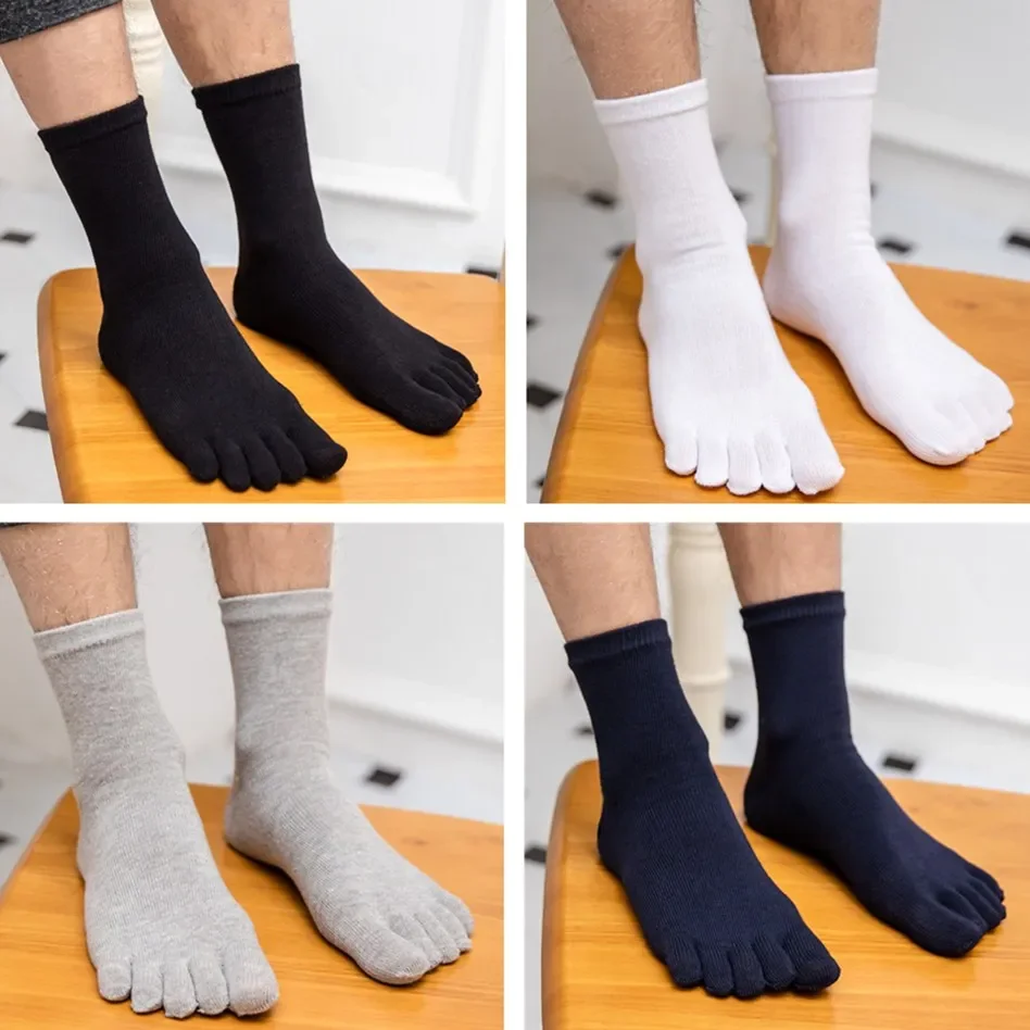

5 пар мужских классических носков из чистого хлопка с 5 пальцами, удобная мужская обувь на все сезоны
