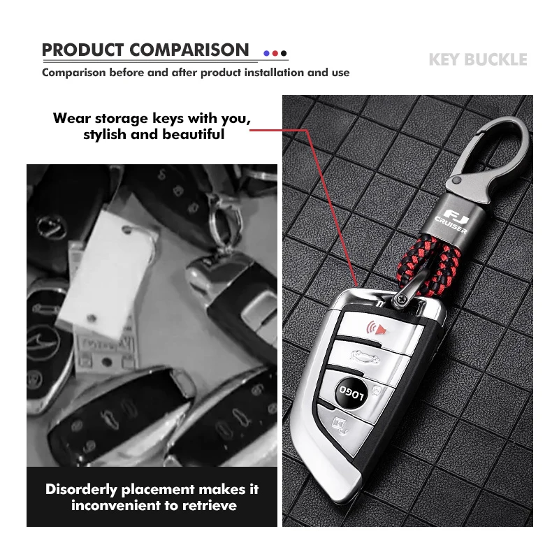 Zinc Alloy Keychain Car Leather Key Chain Accessories For Toyota FJ Cruiser FJ40 2006 2007 2012 2014 2016 2017 Legendary