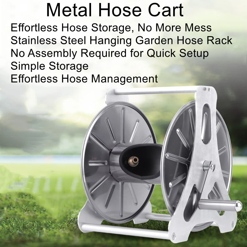 

Wall-Mounted Garden Hose Storage Rack Stainless Steel Automatic Hose Reel for Watering Plants and Car Washing