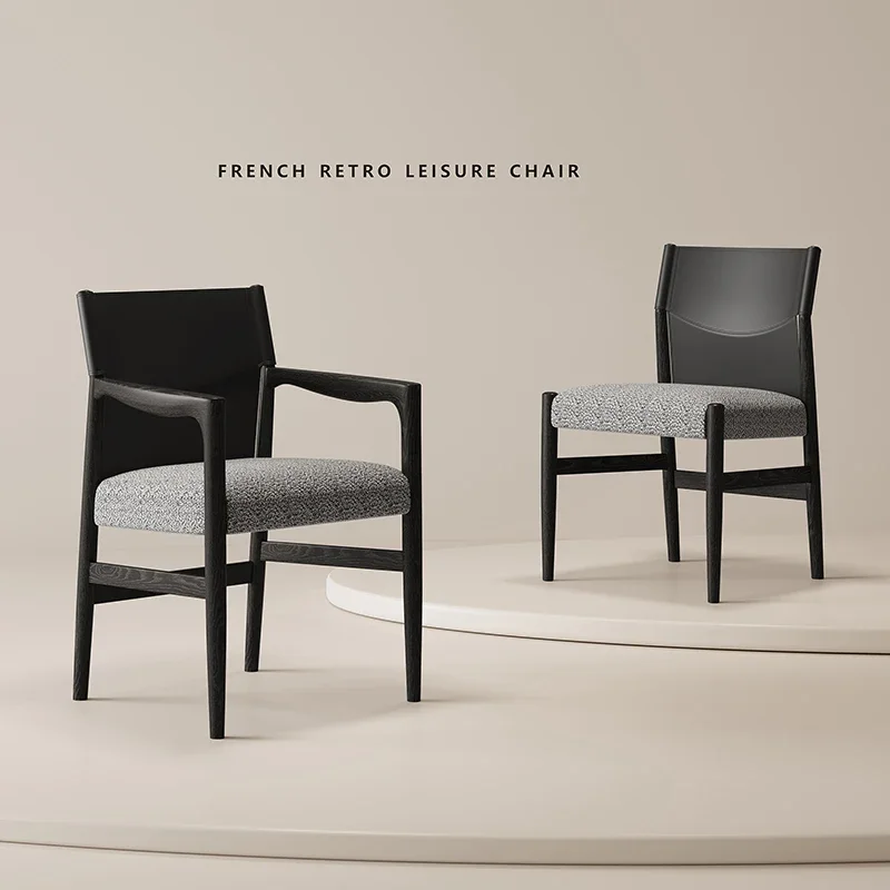 

Customizable Nordic Solid Wood Dining Chair, Wabi-sabi Modern Saddle Leather Chair, Italian Minimalist Cotton