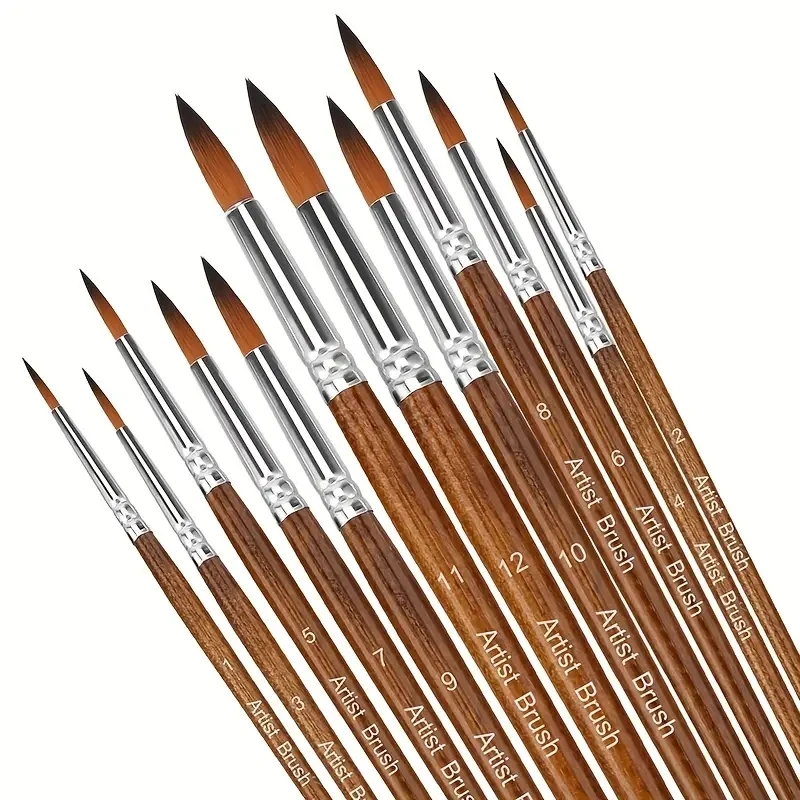 

Premium 12-Piece Artist Paint Brush Set - Ultra-Durable Nylon Bristles for Acrylic, Watercolor, Oil & Body Painting