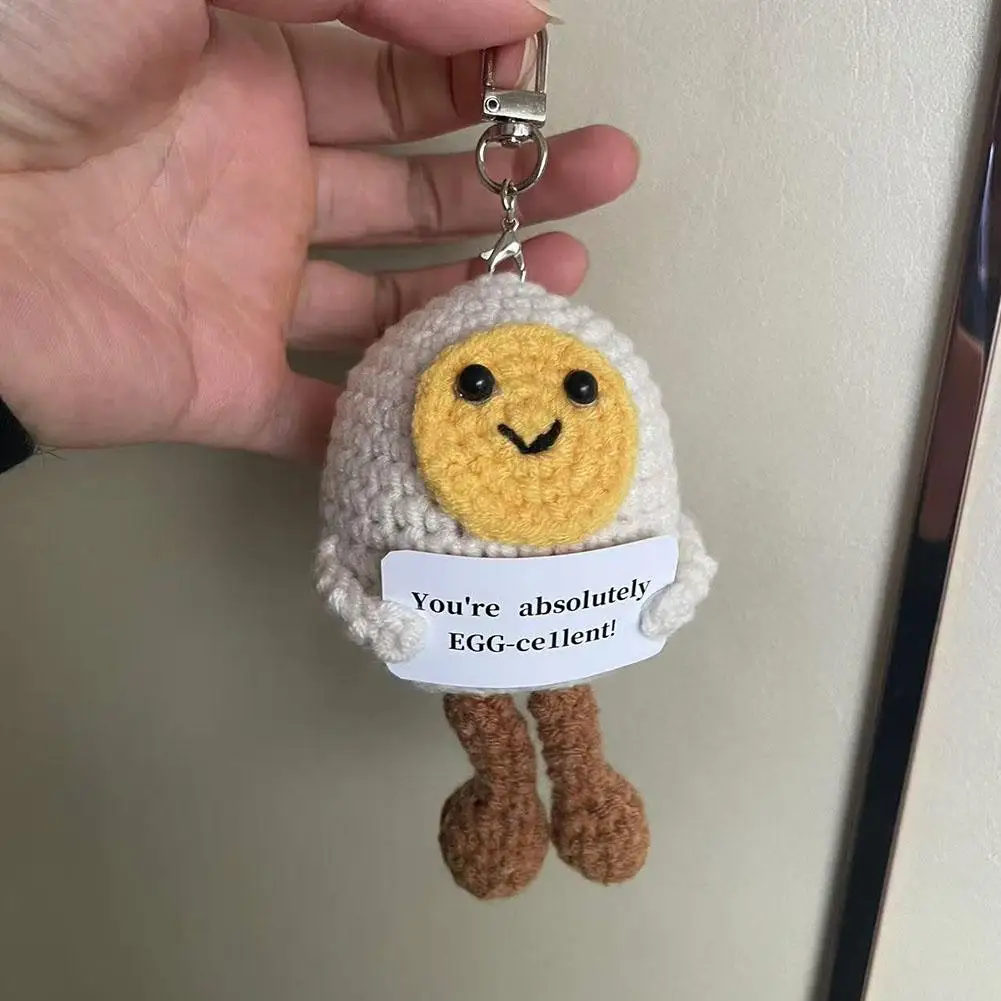 Divertido muñeco de huevo de energía positiva de ganchillo, decoración para la habitación del hogar, tarjeta de regalo de Navidad con adorno Artificial de escritorio de oficina N0J9