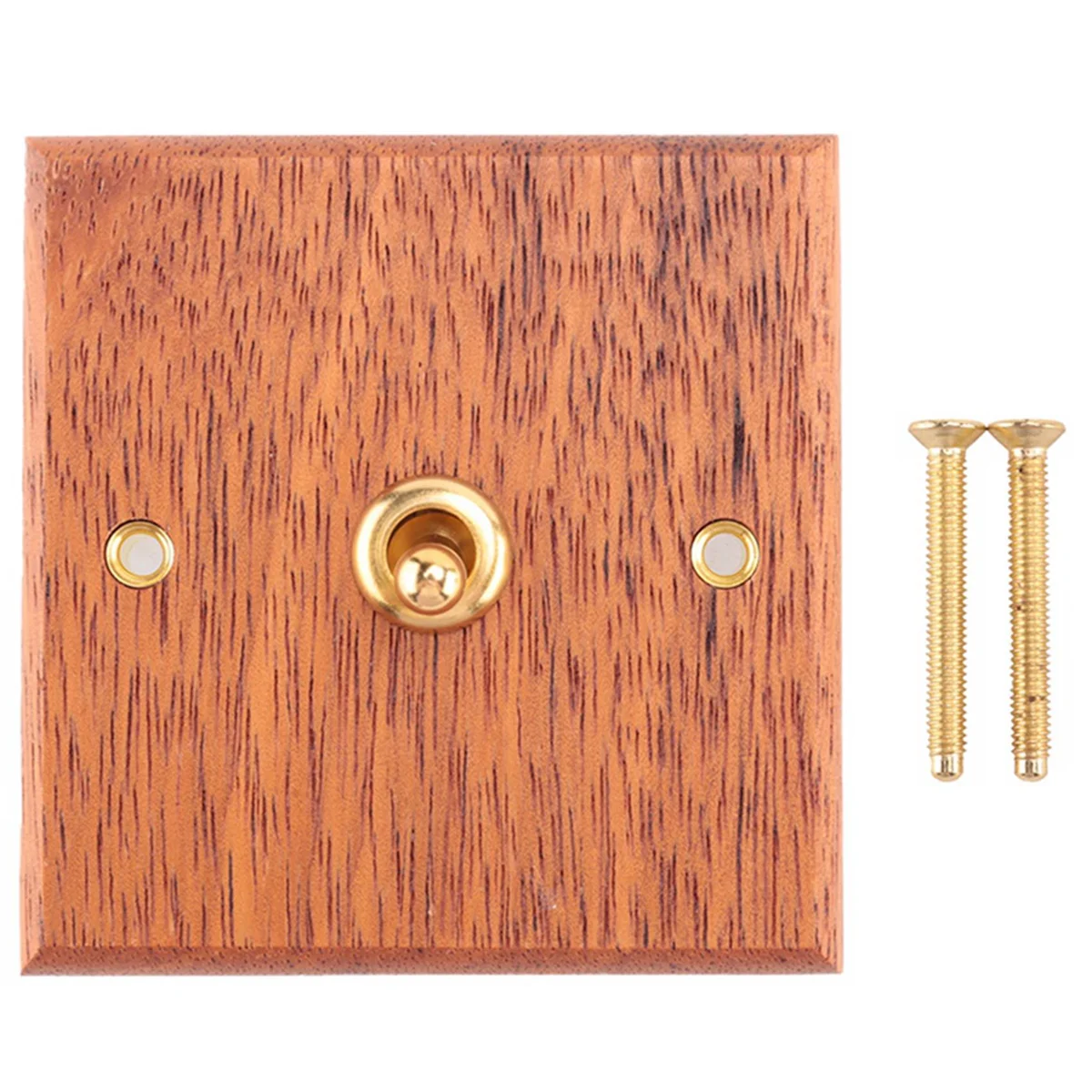 86 Type Solid Wood Panel Switch Wall Light Retro Brass Toggle Switch Wood Grain Electrical Switch Socket 1- Switch