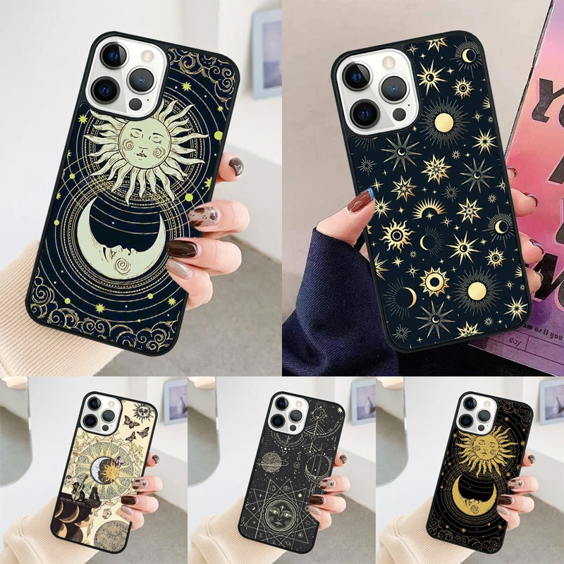 Suns Moons Clouds Astrological phone case Cover For iPhone 14 15 16 Pro Max SE 2020 For apple 11 12 13 Pro Max Mini 8 Plus