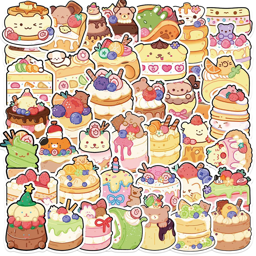 

10/30/50pcs Funny Cute Cartoon Animal Cake Stickers Decals DIY Skateboard Helmet Laptop Fridge Aesthetic Waterproof Sticker Pack