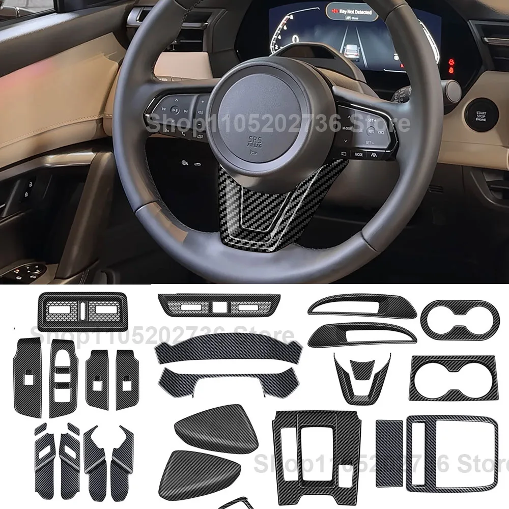 Car Styling For MAZDA CX5 CX 5 2026 2027 Carbon Fiber Style Center Console, Armrest Box, Cup Panel, Windows Control Panel