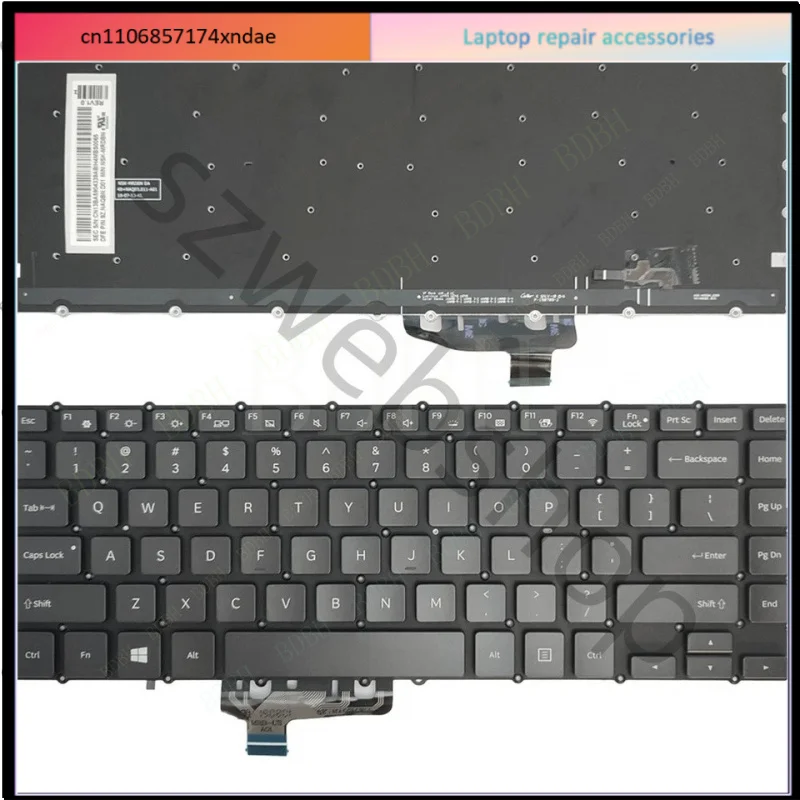 Teclado estadounidense para Samsung 940X5N 940X5M NP940X5N NP940X5M negro con retroiluminación