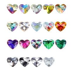 Top Quality Heart Shape Glass Flatback Sew On Stones Glitter Crystal AB Rhinestones for Crafts Sewing Clothes Accessories DIY