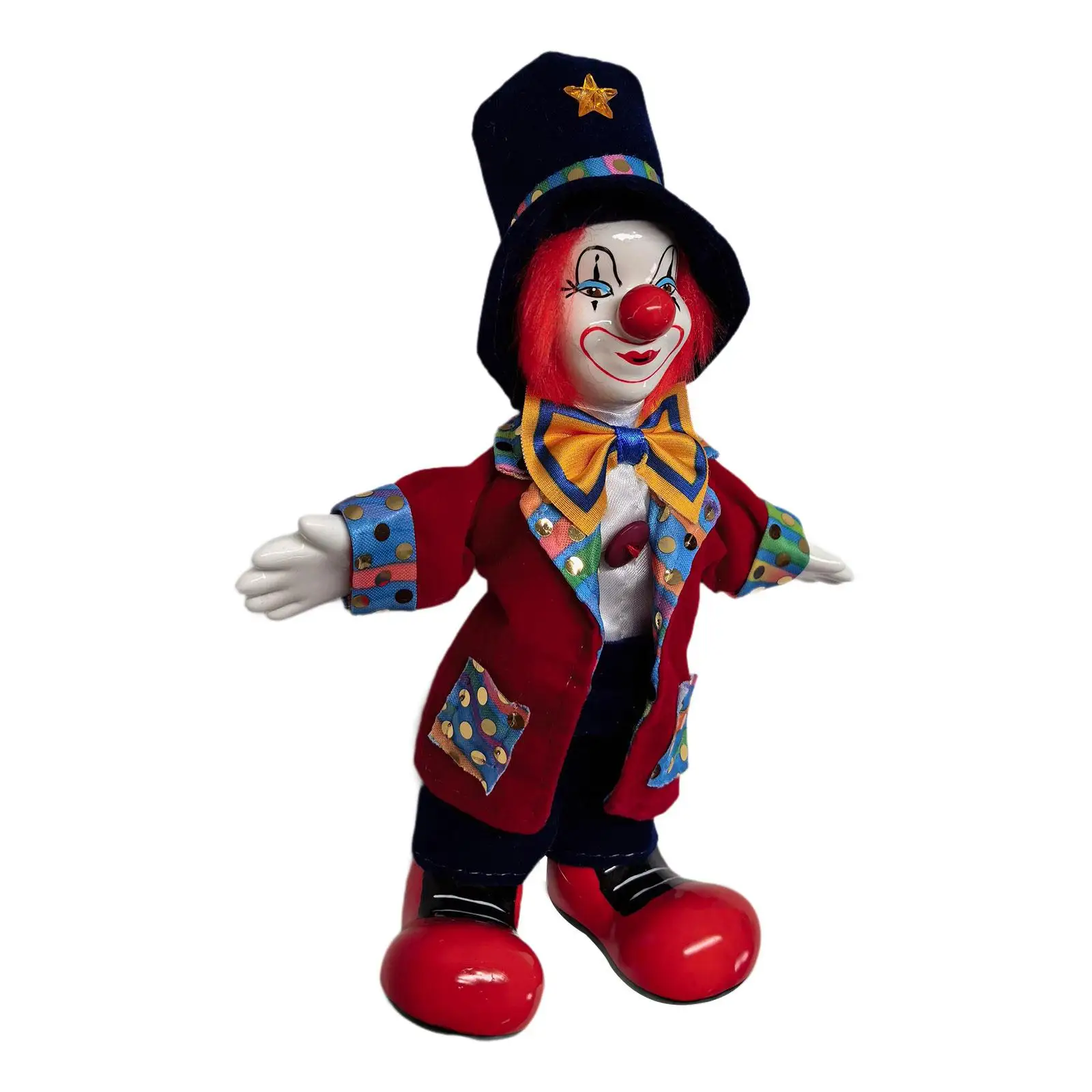 Clown Doll Ornament Circus Props Artcraft Halloween Ornament Porcelain Clown Model for Room Table Home Decoration Birthdays Gift