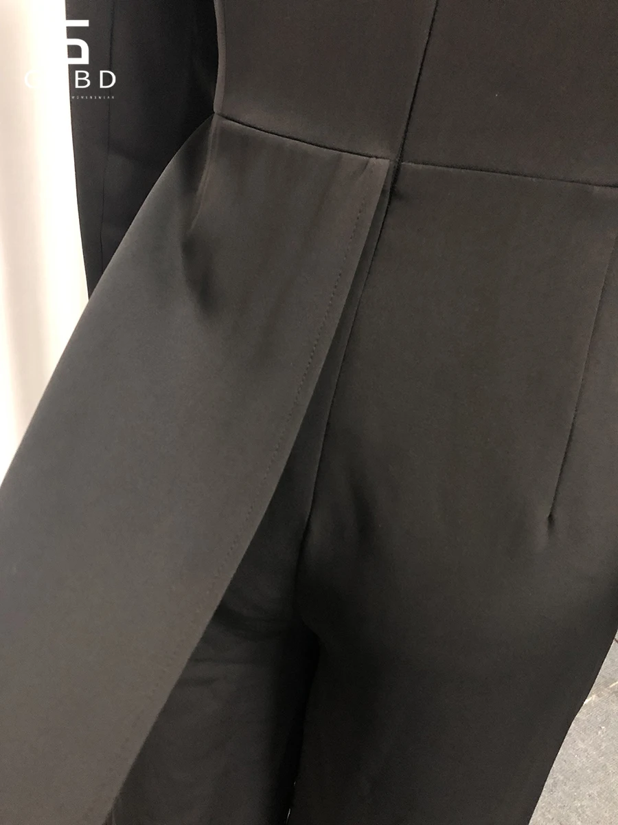 Monos lisos adelgazantes empalmados con cuentas para mujer, mono de cintura alta con solapa y mangas largas, novedad