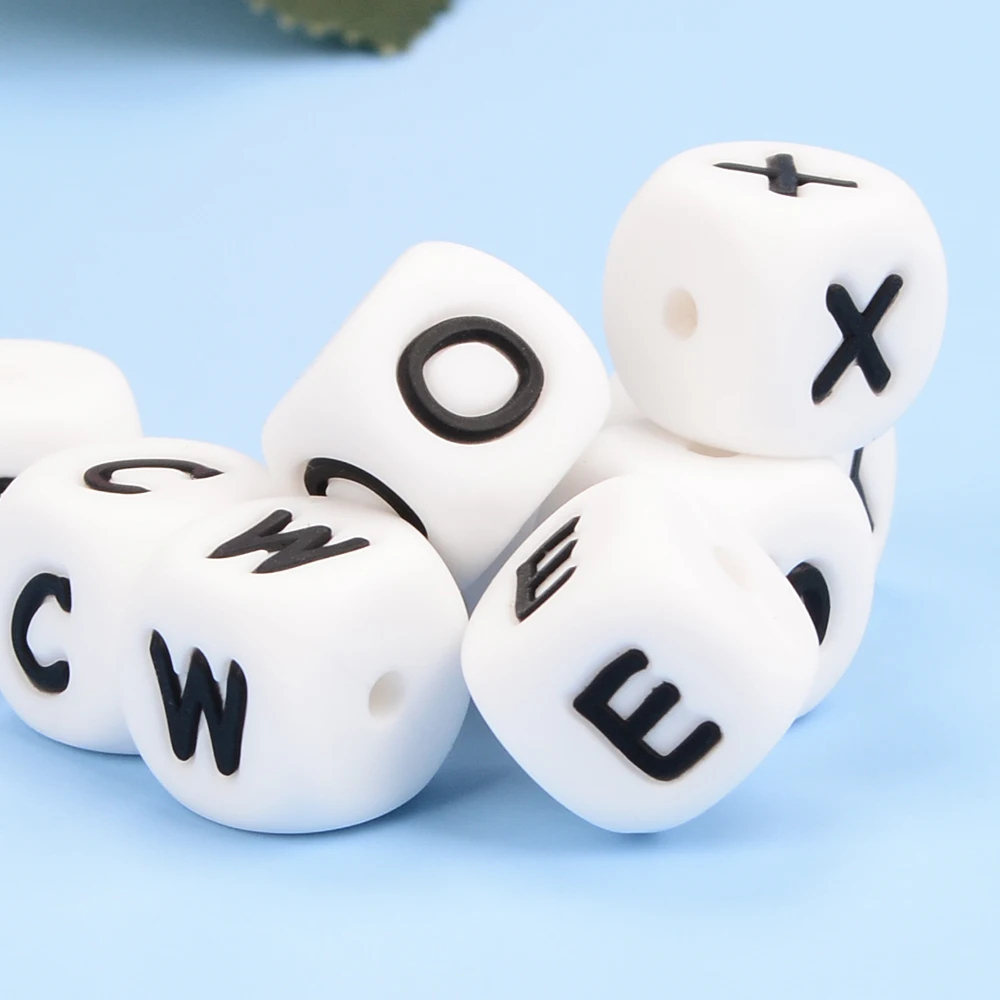 LOFCA 10 Stück 12 mm Silikon-Alphabet-Perlen, BPA-frei, Baby-Zahnen-Alphabet-Perlen, lebensmittelecht, Baby-Zahnen-Perlen, DIY-Armband, Halskette – Detail 12