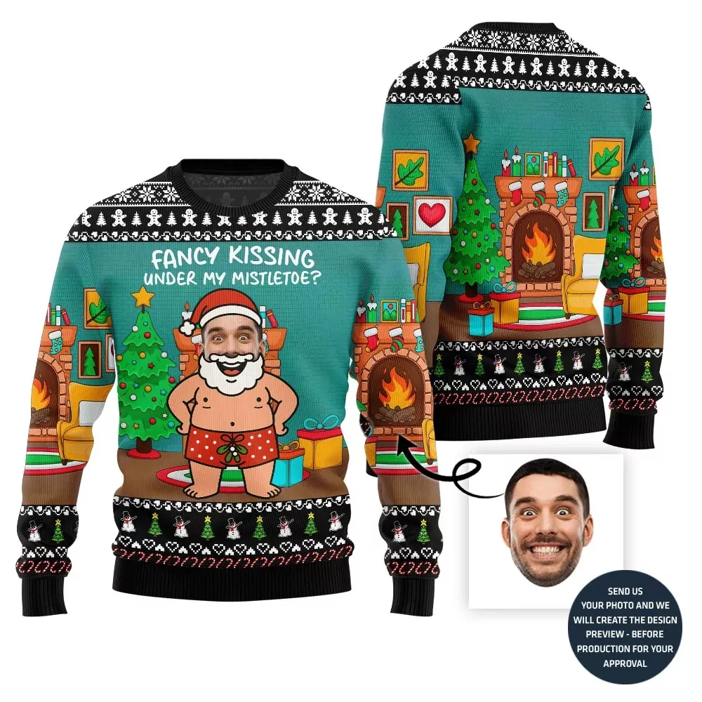

Customized Your Photo 3D Print Ugly Christmas Sweater DIY Face Pullovers Funny Image Sweatshirt Personalized Xmas Gifts Jumpers