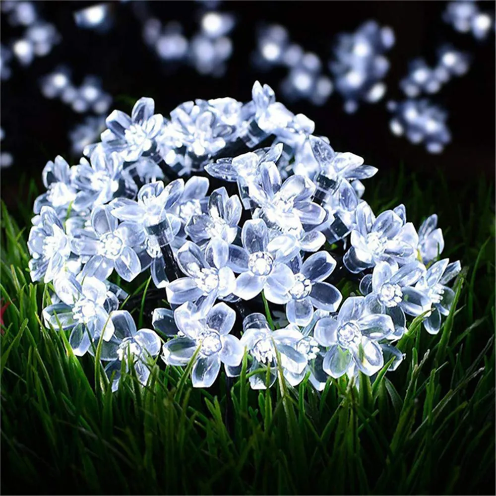 1PC Solar String Flower Lights Outdoor 20/50/100 LED Fairy Light For Garden Fence Patio Yard Christmas Tree Decor