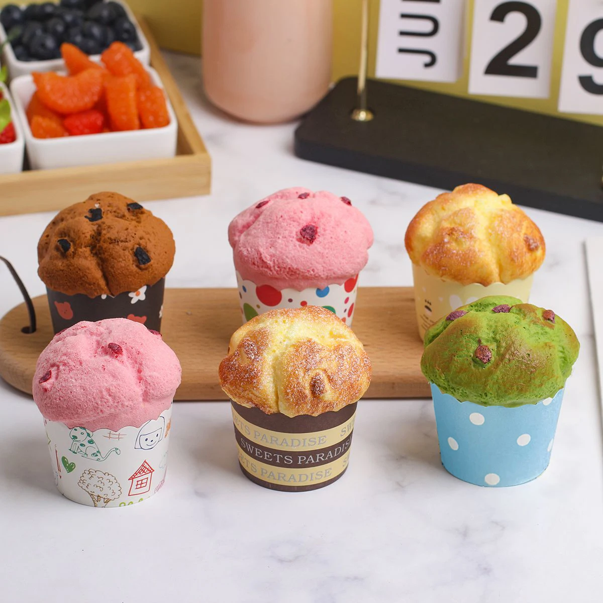1PCS Slow Rebound Simulation Bread and Toast Ice Cream Model Color Puffs Paper Cups Food Ornaments Window Props Decoration