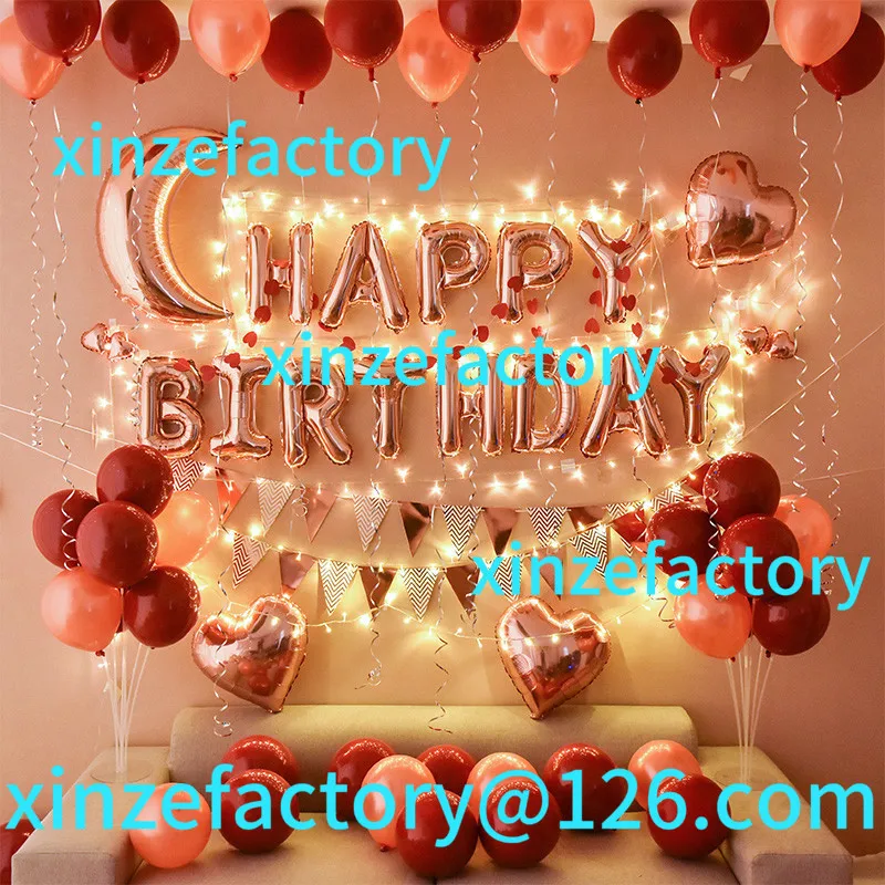 Customizable girl happy birthday balloon decorations scene arrangement
