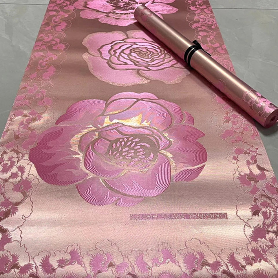 

Pink African Headwrap Set with 3D Flower Print - Luxury 2-Piece Nigerian Sego Gele & Wrapper Fabric for Women's Wedding TX-4-16