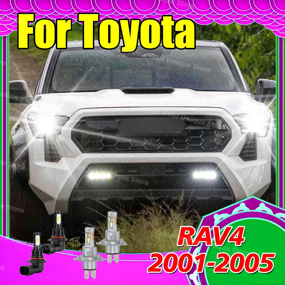 2/4x Faros LED para Automóvil, 30000LM CSP 3570, Bombillas Inalámbricas para Faros Delanteros, 6000K, Faros Antiniebla para Toyota RAV 4 RAV4 2001 2002 2003 2004 2005