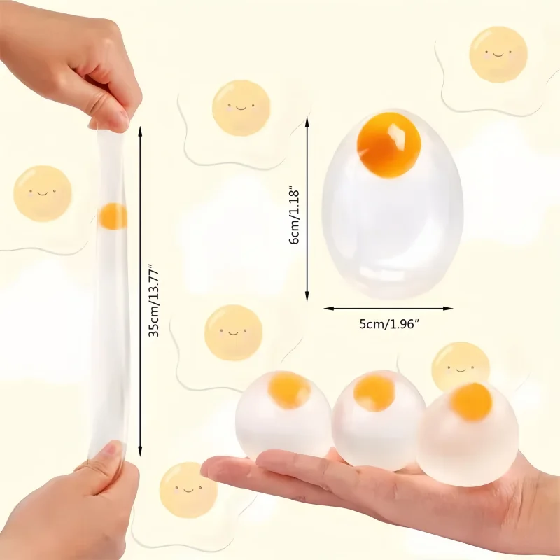 2 Stück Funky Egg Squishy Ball Clear Squeeze Splat Ball Osterkorbfüller Squishies Fun Toy Anxiety Reducer für Kinder Erwachsene – Detail 4
