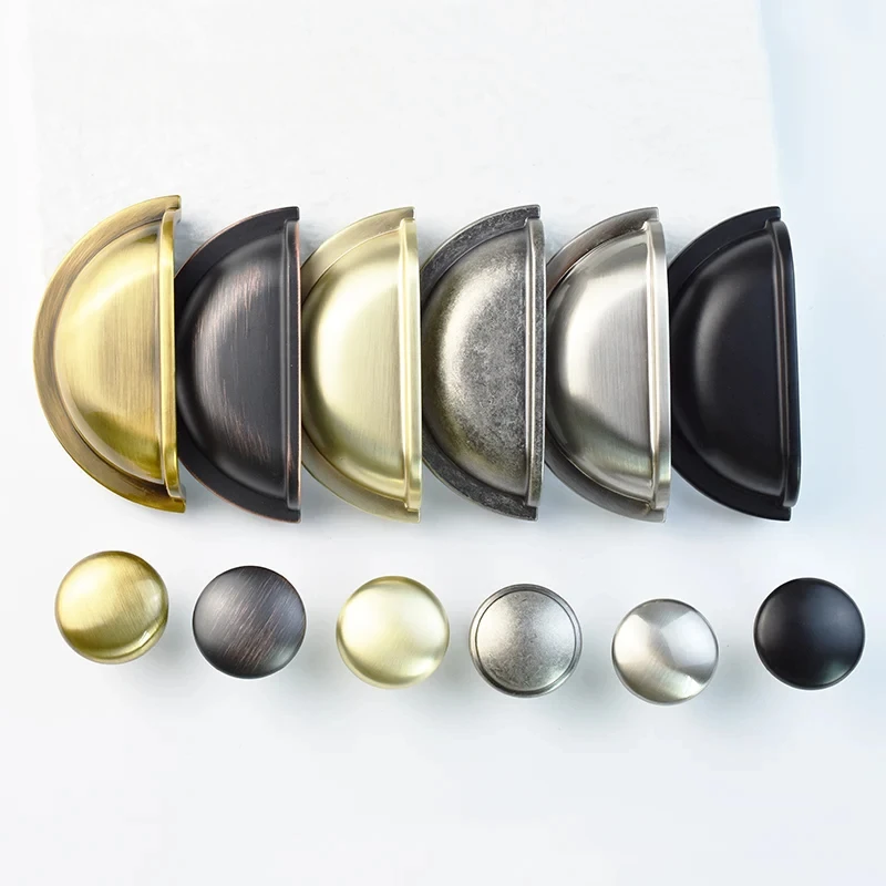 

Retro Kitchen Furniture Handle Black Silver Shell Drawer Door Knobs Wardrobe Cupboard Closet Shoe Cabinet Knob and Pull