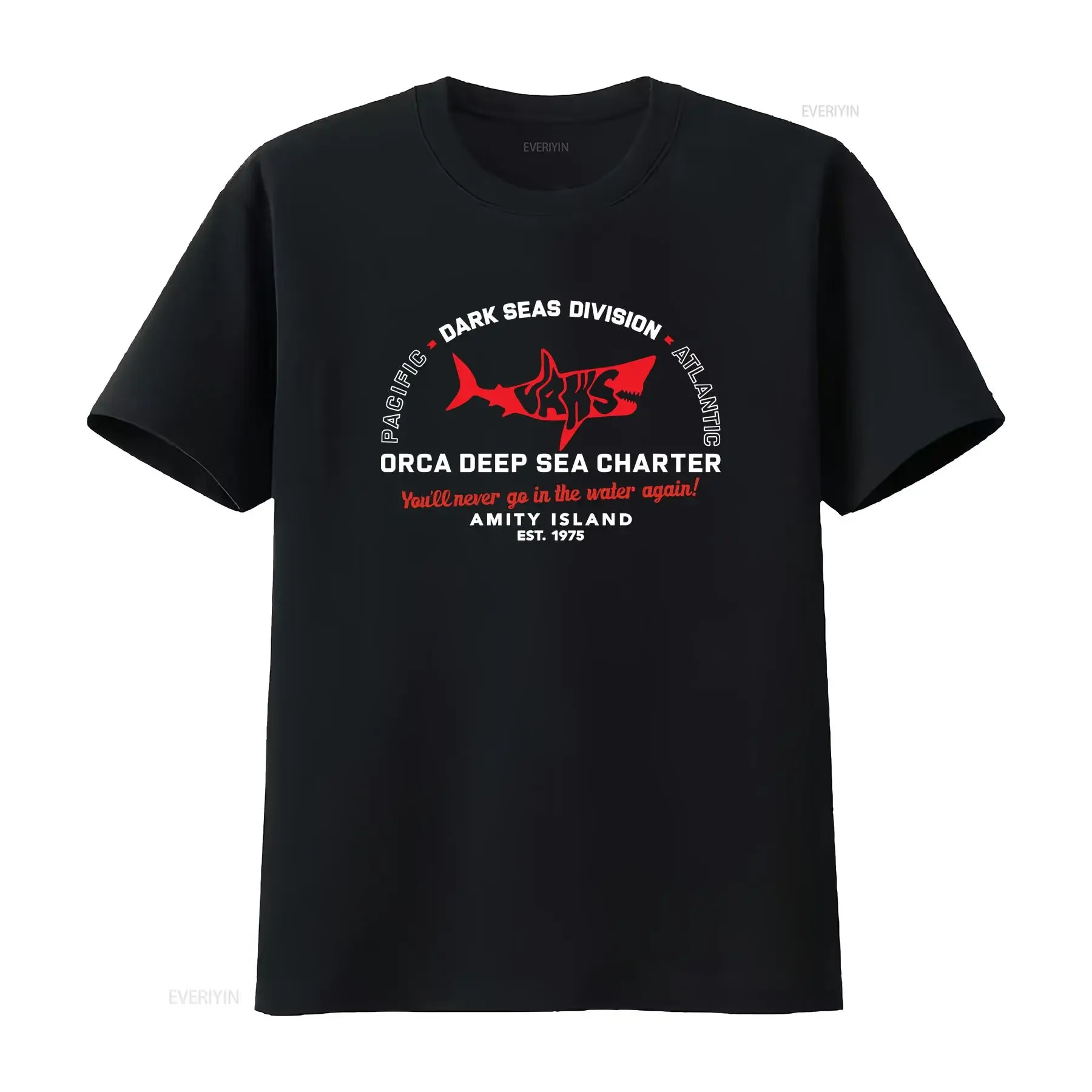 DARK SEAS Mens Charter T Shirt Black Casual  vintage Washed Slightly designer clothes homme graphic Unisex Stylish Versatile