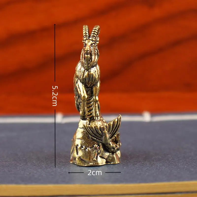 (BF06)Capricorn Brass Statue Goat Body Fish Tail Zodiac Sign Figurine For Home Office Decor Luck Ornament