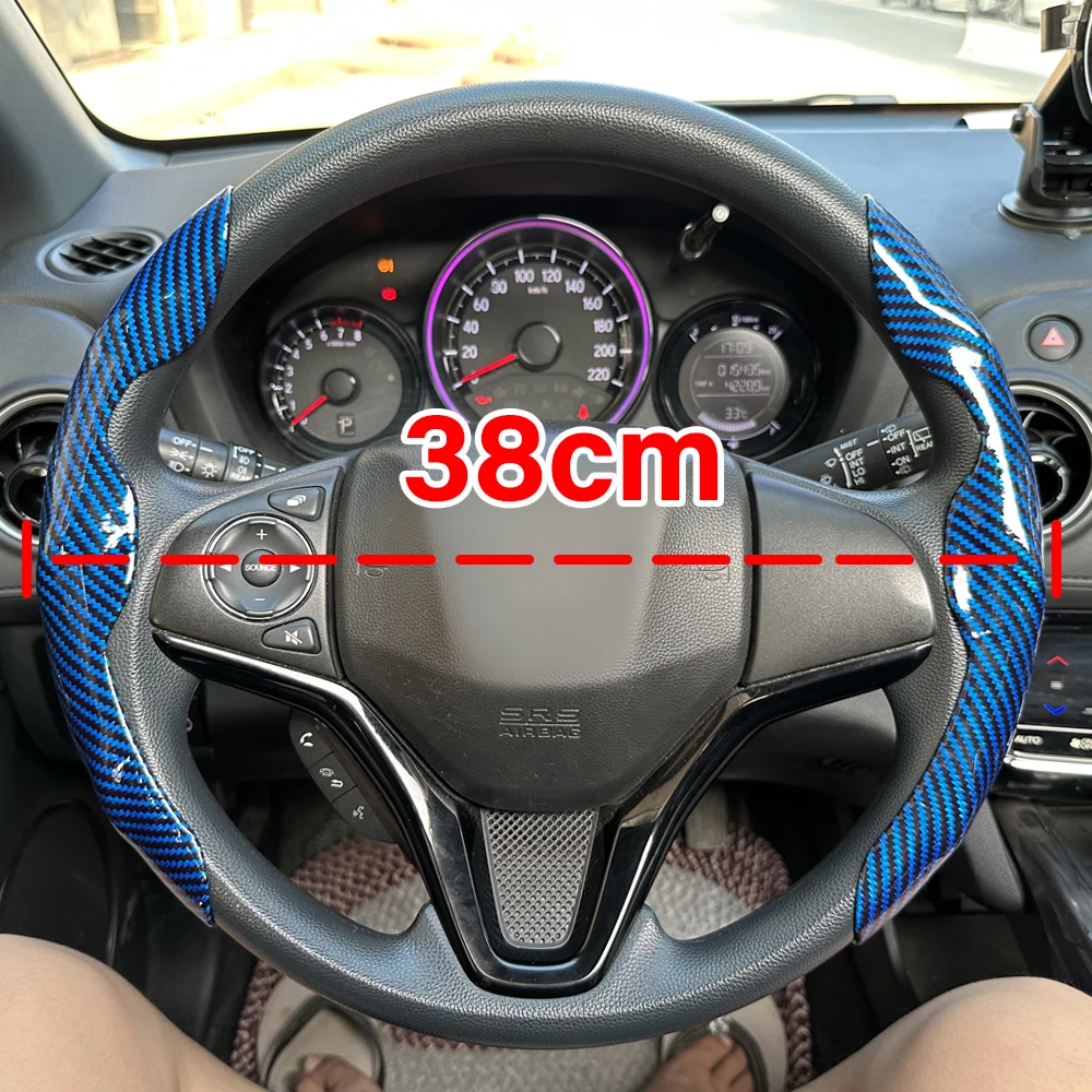 38 cm Auto Lenkrad Abdeckungen Booster Micro Faser Leder Auto Innen Dekorative Zubehör Universal Carbon Faser Aussehen – Detail 1
