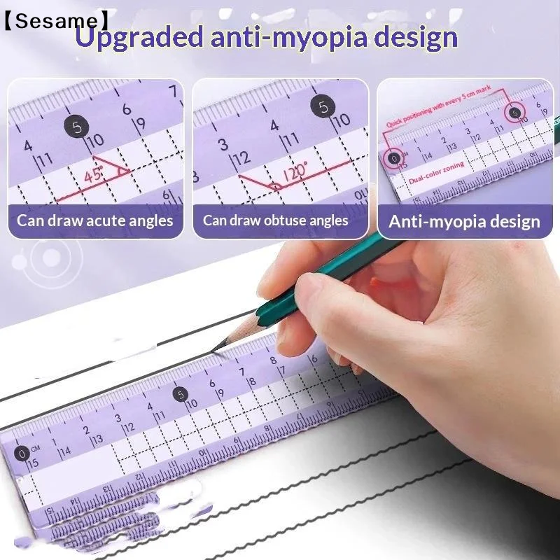 Ruler 8-piece Set Student-specific Compass Measuring Angle Ruler Triangle Ruler Ruler Full Set Of Ruler Stationery Gift Package